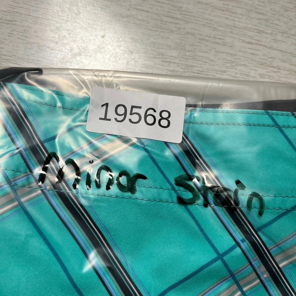 Hurley Board Shorts Mens 38 Teal Plaid 22 in Swim Trunks Drawstring